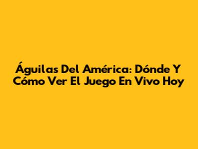 Águilas Del América: Dónde Y Cómo Ver El Juego En Vivo Hoy