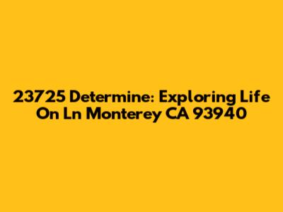 23725 Determine: Exploring Life On Ln Monterey CA 93940