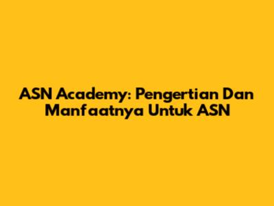 ASN Academy: Pengertian Dan Manfaatnya Untuk ASN