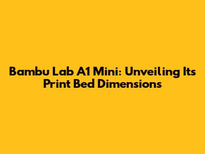 Bambu Lab A1 Mini: Unveiling Its Print Bed Dimensions
