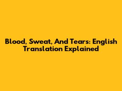 Blood, Sweat, And Tears: English Translation Explained