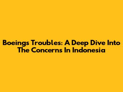 Boeing's Troubles: A Deep Dive Into The Concerns In Indonesia