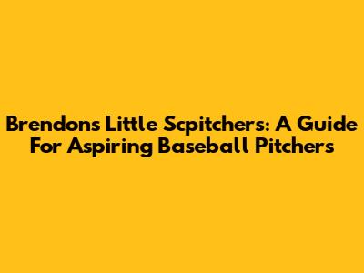 Brendon's Little Scpitchers: A Guide For Aspiring Baseball Pitchers