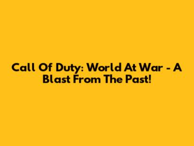 Call Of Duty: World At War - A Blast From The Past!