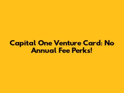 Capital One Venture Card: No Annual Fee Perks!
