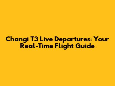 Changi T3 Live Departures: Your Real-Time Flight Guide