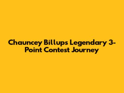 Chauncey Billups' Legendary 3-Point Contest Journey