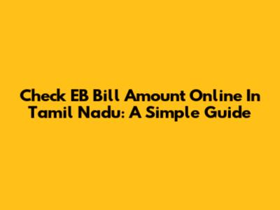 Check EB Bill Amount Online In Tamil Nadu: A Simple Guide