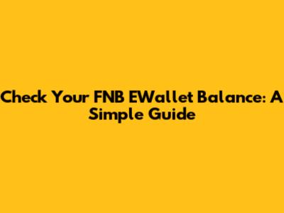 Check Your FNB EWallet Balance: A Simple Guide