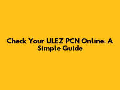 Check Your ULEZ PCN Online: A Simple Guide
