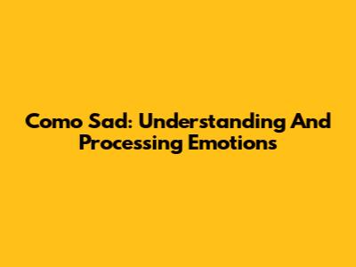 Como Sad: Understanding And Processing Emotions