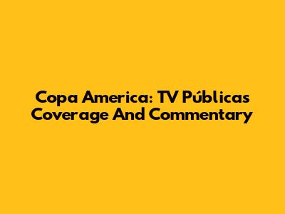 Copa America: TV Pública's Coverage And Commentary