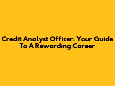 Credit Analyst Officer: Your Guide To A Rewarding Career