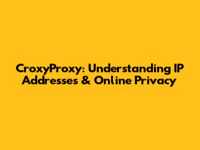 CroxyProxy: Understanding IP Addresses & Online Privacy