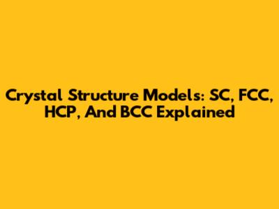 Crystal Structure Models: SC, FCC, HCP, And BCC Explained