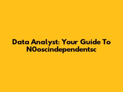 Data Analyst: Your Guide To N0oscindependentsc