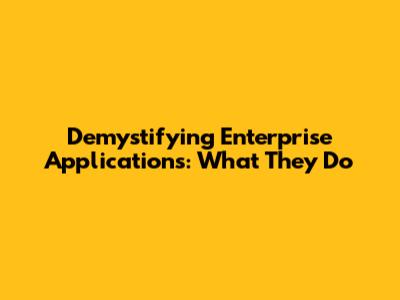 Demystifying Enterprise Applications: What They Do