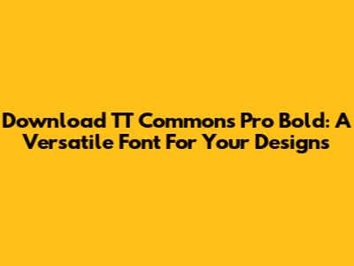 Download TT Commons Pro Bold: A Versatile Font For Your Designs