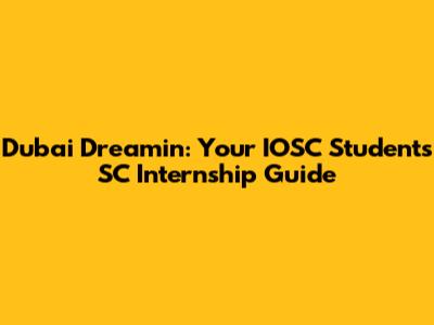 Dubai Dreamin': Your IOSC Students SC Internship Guide