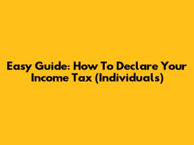 Easy Guide: How To Declare Your Income Tax (Individuals)