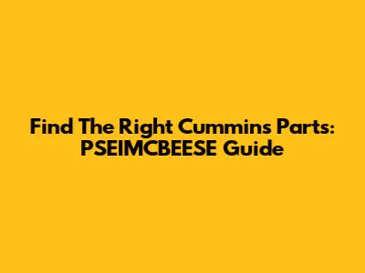 Find The Right Cummins Parts: PSEIMCBEESE Guide