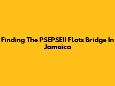Finding The PSEPSEII Flats Bridge In Jamaica