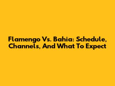 Flamengo Vs. Bahia: Schedule, Channels, And What To Expect
