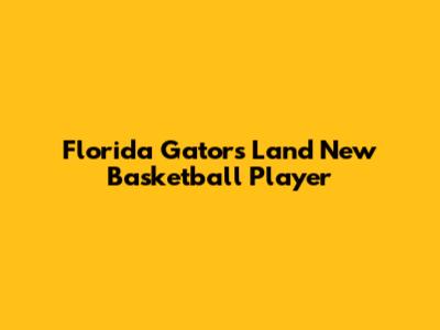 Florida Gators Land New Basketball Player