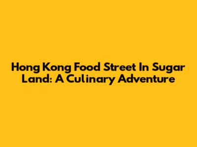 Hong Kong Food Street In Sugar Land: A Culinary Adventure