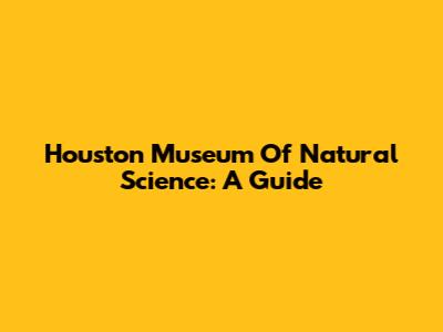 Houston Museum Of Natural Science: A Guide