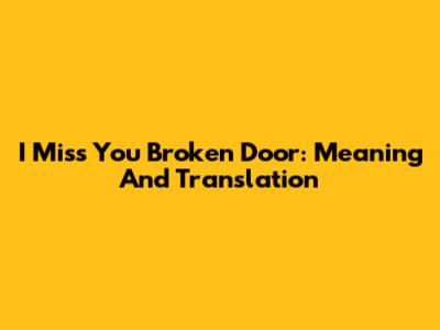 I Miss You Broken Door: Meaning And Translation