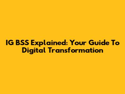IG BSS Explained: Your Guide To Digital Transformation