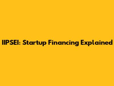 IIPSEI: Startup Financing Explained
