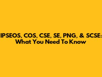 IPSEOS, COS, CSE, SE, PNG, & SCSE: What You Need To Know
