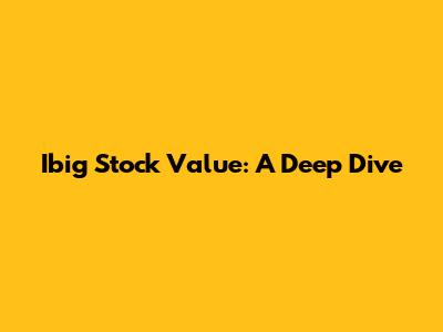 Ibig Stock Value: A Deep Dive