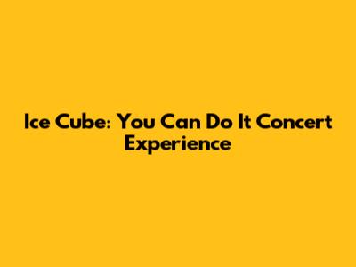 Ice Cube: You Can Do It Concert Experience