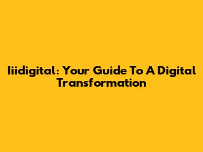 Iiidigital: Your Guide To A Digital Transformation