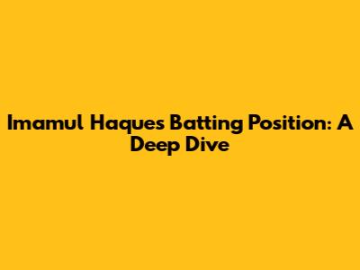 Imamul Haque's Batting Position: A Deep Dive