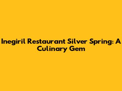 Inegiril Restaurant Silver Spring: A Culinary Gem