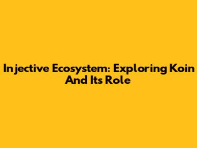 Injective Ecosystem: Exploring Koin And Its Role