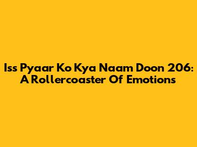 Iss Pyaar Ko Kya Naam Doon 206: A Rollercoaster Of Emotions