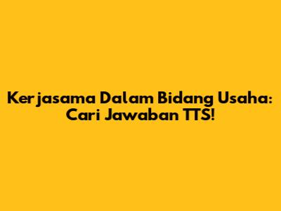Kerjasama Dalam Bidang Usaha: Cari Jawaban TTS!