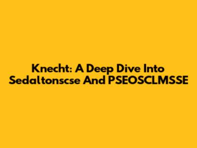 Knecht: A Deep Dive Into Sedaltonscse And PSEOSCLMSSE