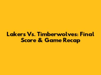 Lakers Vs. Timberwolves: Final Score & Game Recap