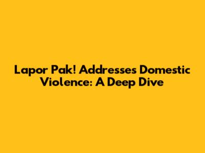 Lapor Pak! Addresses Domestic Violence: A Deep Dive