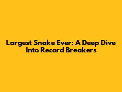 Largest Snake Ever: A Deep Dive Into Record Breakers