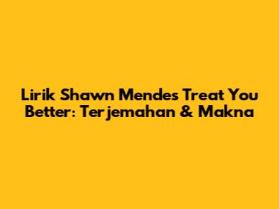Lirik Shawn Mendes Treat You Better: Terjemahan & Makna