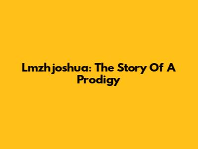 Lmzhjoshua: The Story Of A Prodigy