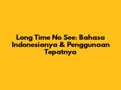 Long Time No See: Bahasa Indonesianya & Penggunaan Tepatnya