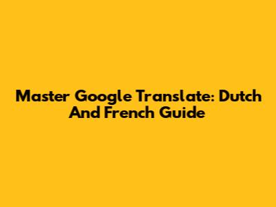 Master Google Translate: Dutch And French Guide